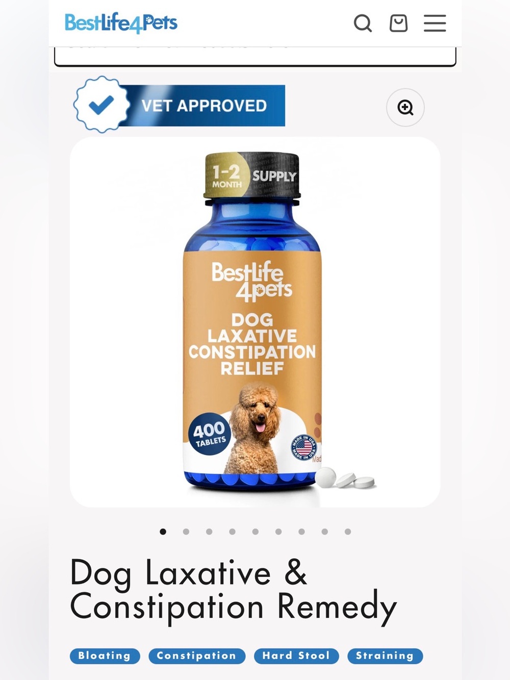 Dog Laxative & Constipation Remedy
400 Pills